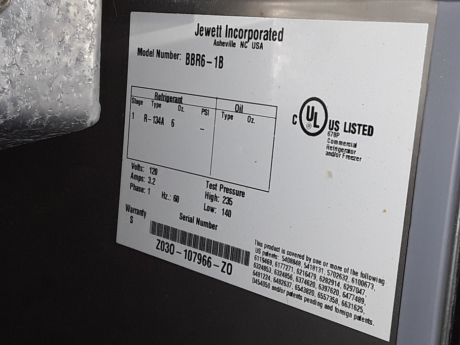 Jewett BBR6-1B Laboratory Refrigerator