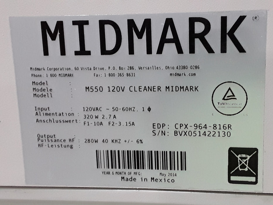 Midmark M550 Soniclean Ultrasonic Cleaner