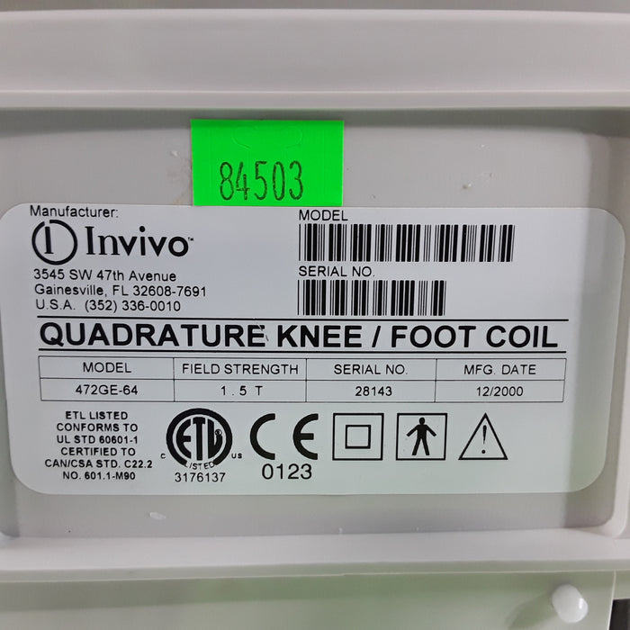 Invivo Research Inc 472GE-64 Quadrature Knee/Foot Coil
