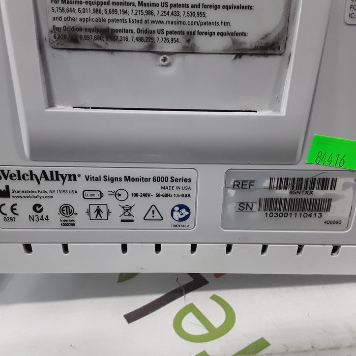 Welch Allyn Connex 6500 - Nellcor SpO2, SureTemp Vital Signs Monitor Vital Signs