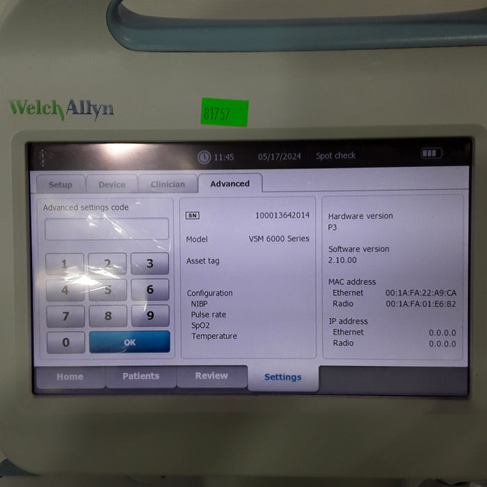 Welch Allyn Connex 6000 Series Vital Signs Monitor