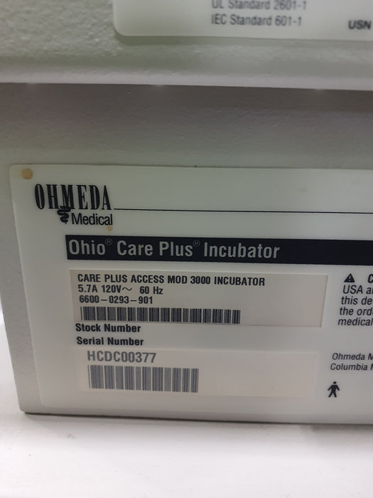 Ohmeda Medical Ohio Care Plus Model 3000 Incubator