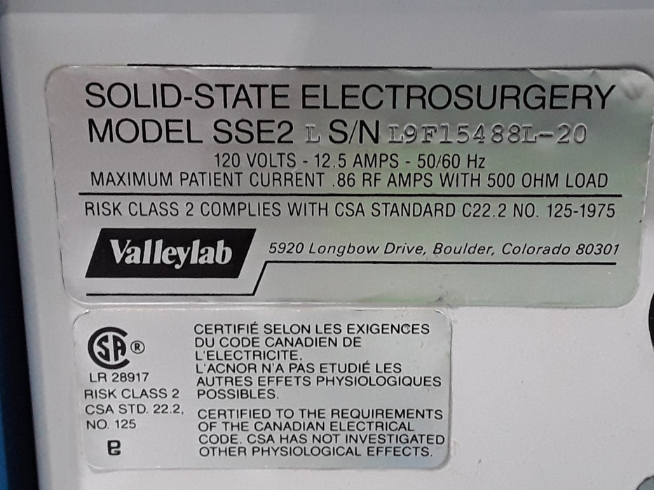 Valleylab SSE2-L Solid State Electrosurgery Unit