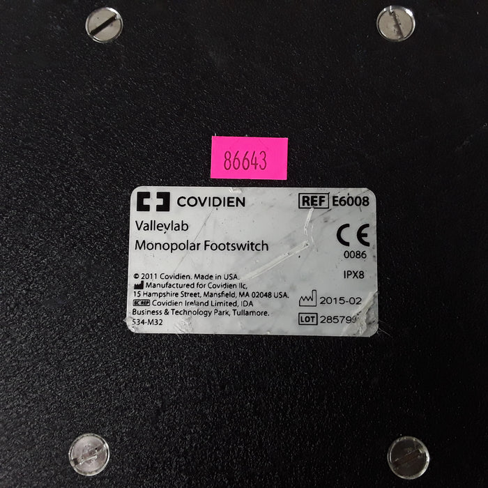 Valleylab E6008 Monopolar Electrosurgical Footswitch