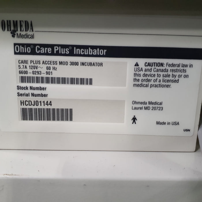 Ohmeda Medical Ohio Care Plus Model 3000 Incubator