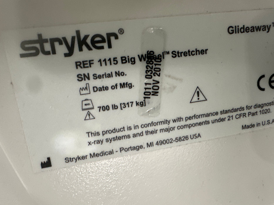Stryker 1115 Big Wheel Glideaway Stretcher