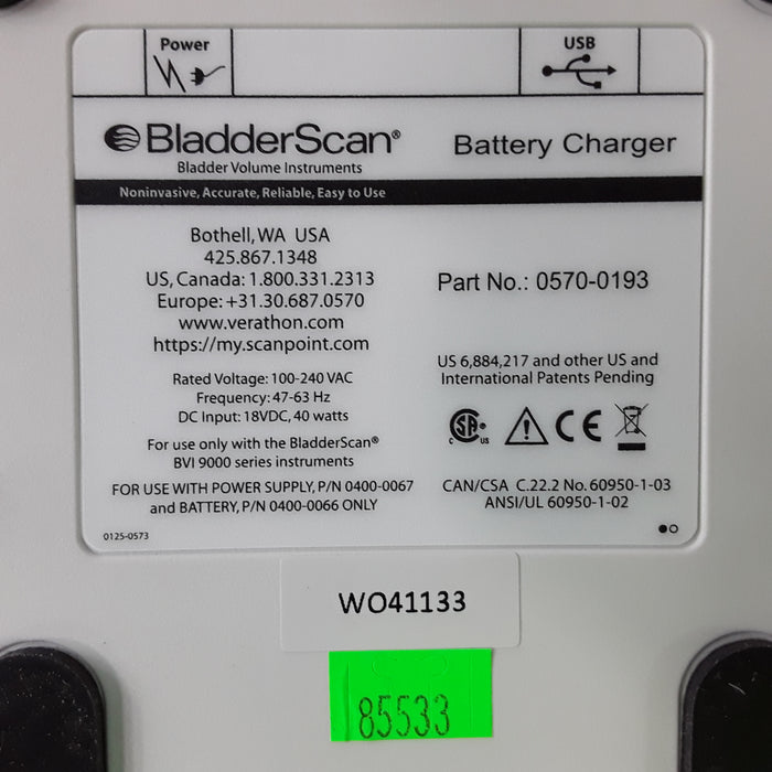 Verathon Medical, Inc BladderScan 0570-0193 Battery Charger