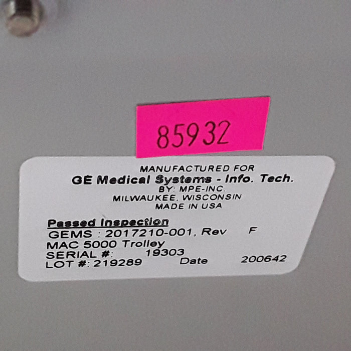 GE Healthcare MAC 5000/5500 Cart