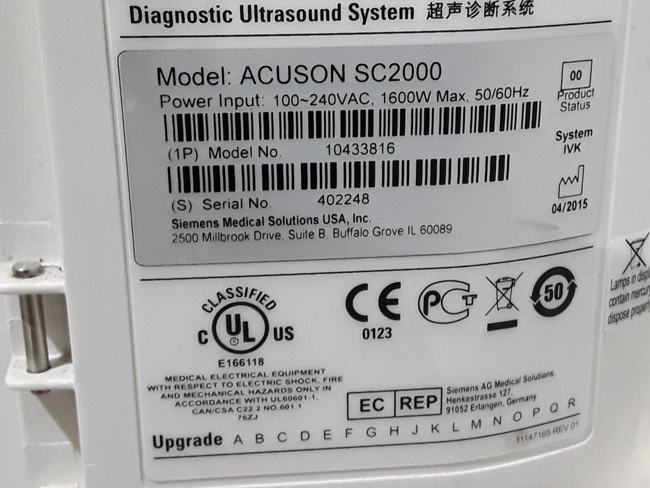 Siemens Acuson SC2000 Ultrasound