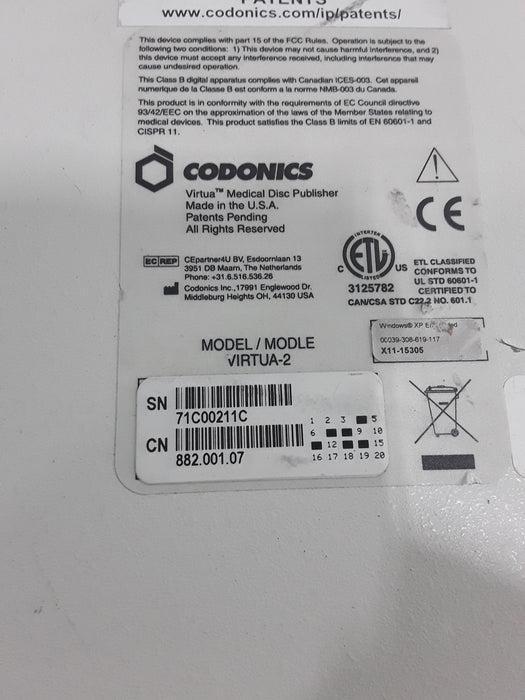 Codonics, Inc. Virtua-2 Medical Disc Publisher