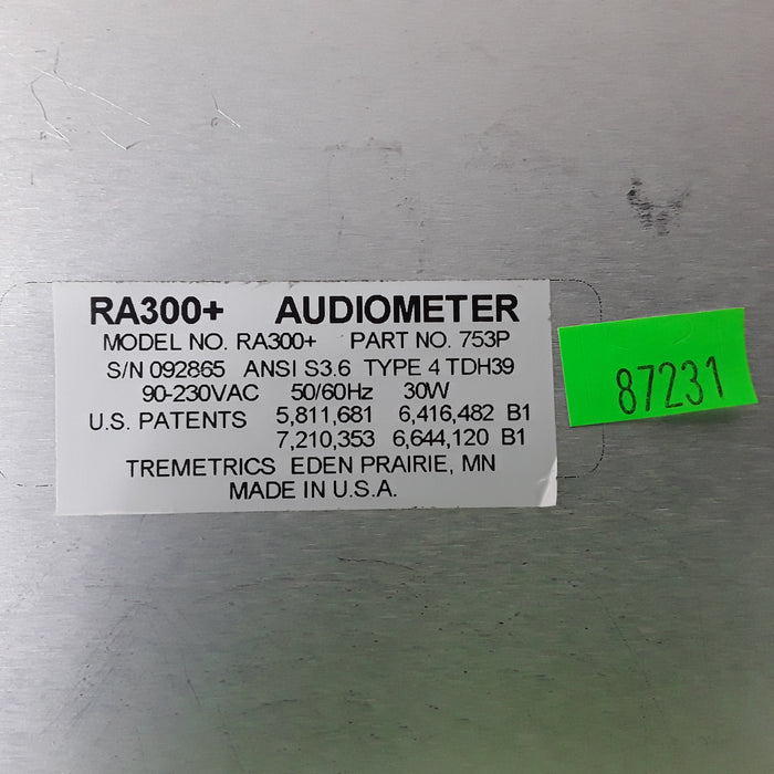 Tremetrics, Inc. RA300 Digital Audiometer Audiometric Sound Chamber AR902