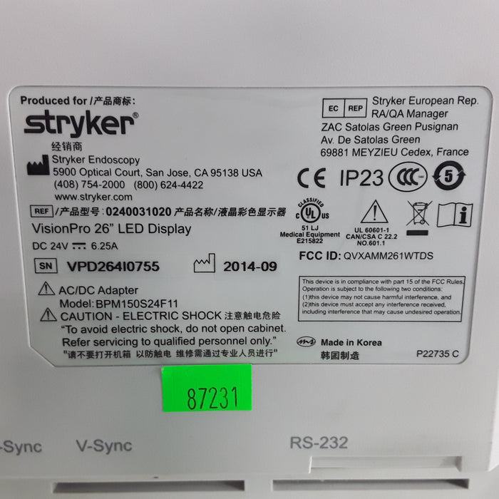 Stryker VisionPro 26" LED Display Monitor