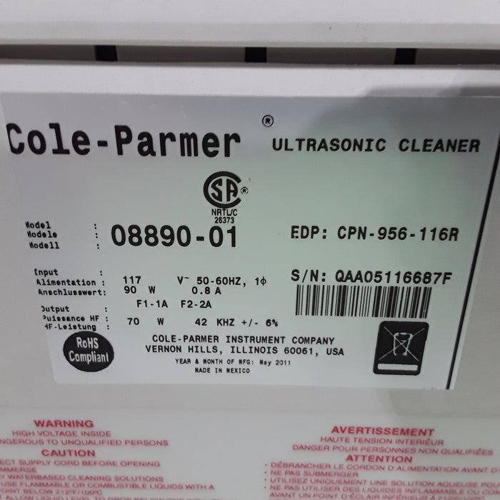 Cole Parmer Instrument Co 08890-01 Ultrasonic Cleaner