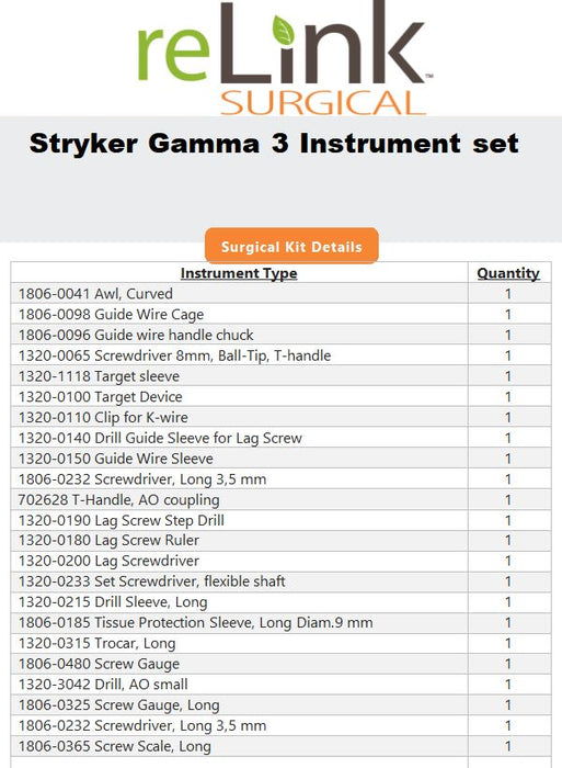 Stryker 1320-9000 Gamma3 Basic Instrument System