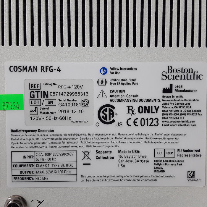 Cosman Medical, Inc. RFG-4 Radiofrequency Generator