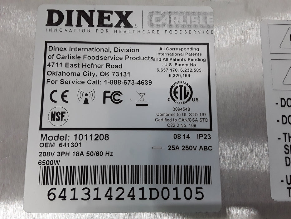 Dinex Equipment Systems Carlisle Turbo Temp Induction Charger Warmer