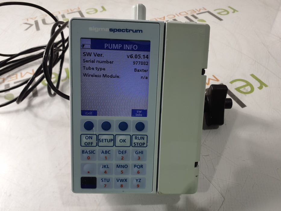 Baxter Sigma Spectrum 6.05.14 with B/G Battery Infusion Pump