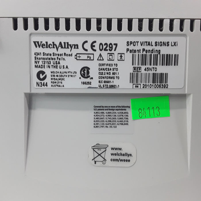 Welch Allyn Spot LXi - NIBP, SureTemp Plus, Nellcor SpO2 Vital Signs Monitor