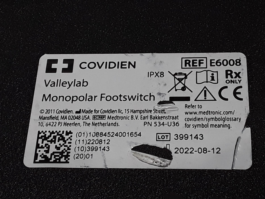 Valleylab E6008 Monopolar Electrosurgical Footswitch