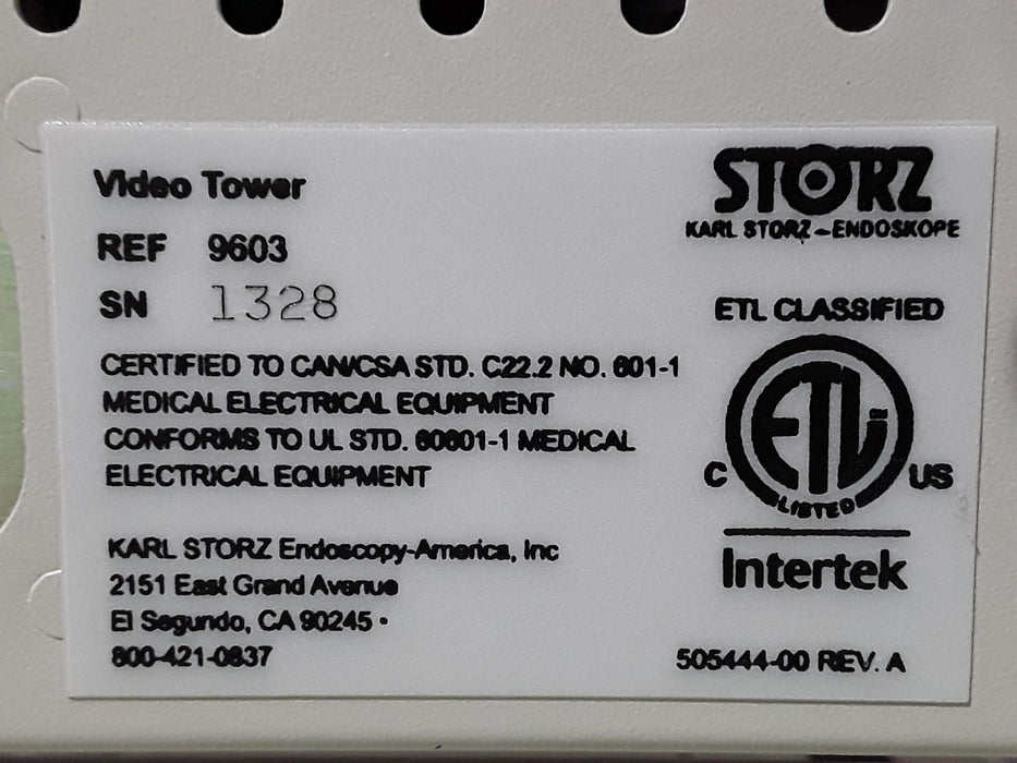 Karl Storz 9603 Video Tower Cart
