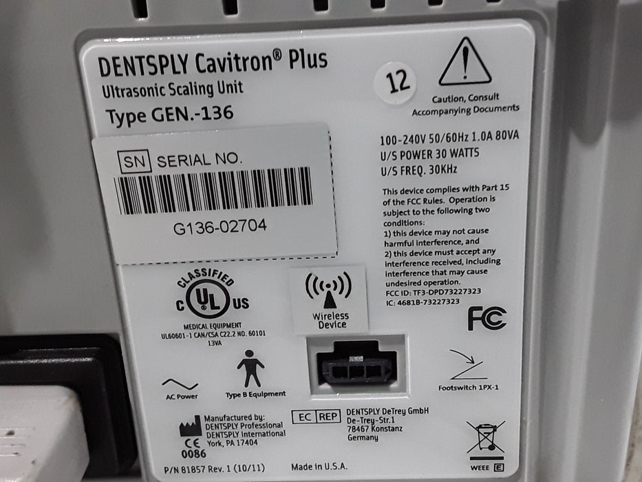 Dentsply Cavitron Plus GEN-136 Ultrasonic Scaling Unit