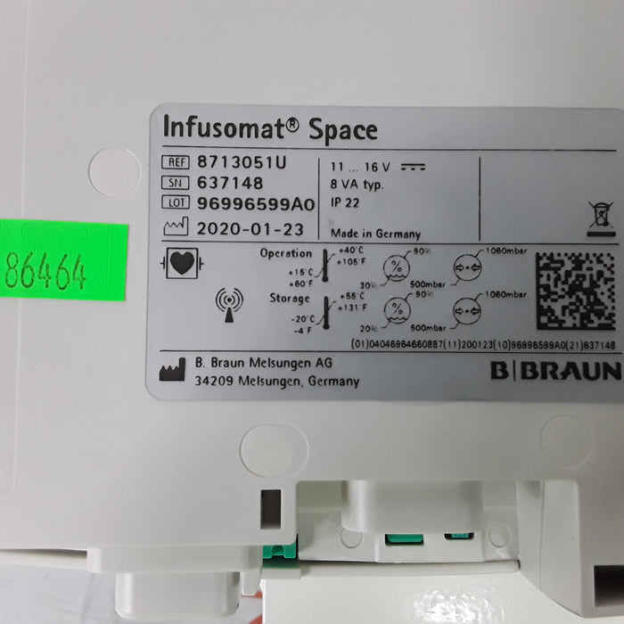 B. Braun Infusomat Space w/Pole Clamp Infusion Pump