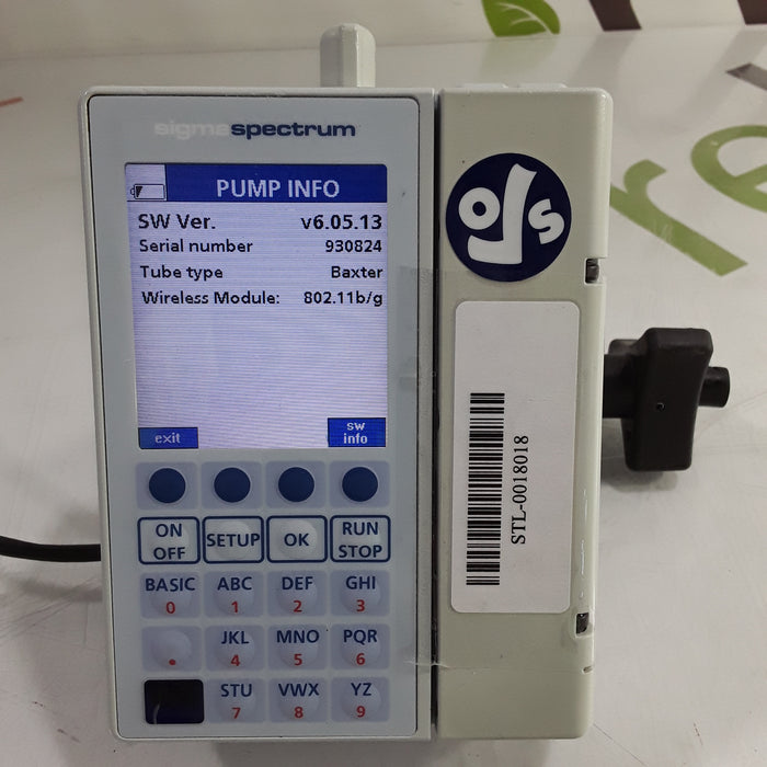 Baxter Sigma Spectrum 6.05.13 with B/G Battery Infusion Pump