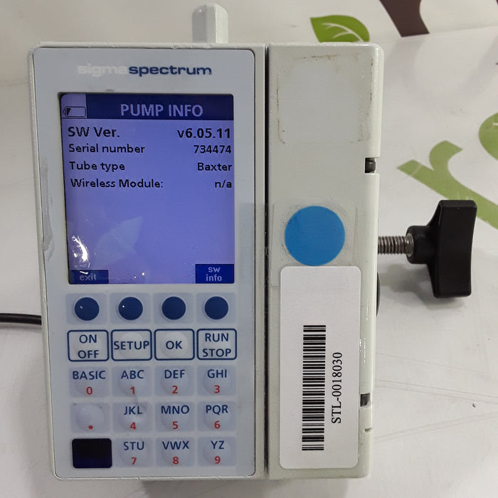 Baxter Sigma Spectrum 6.05.11 with B/G Battery Infusion Pump