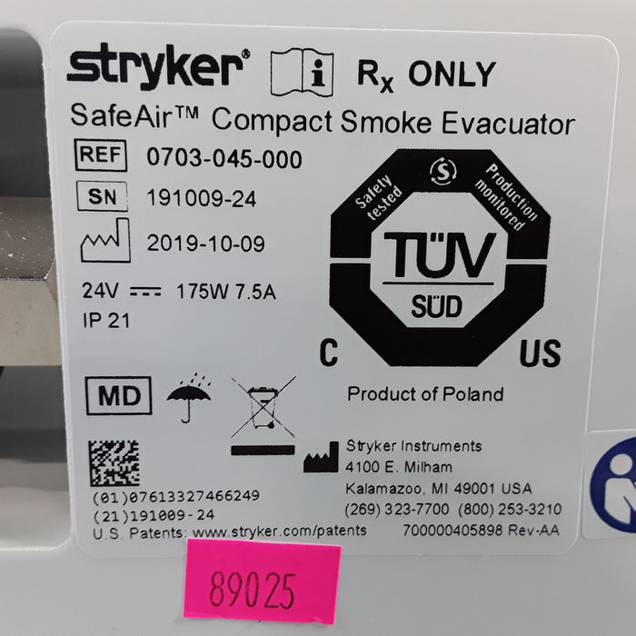 Stryker SafeAir Compact Smoke Evacuator