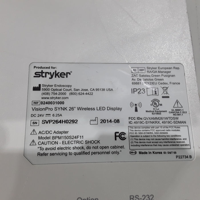 Stryker VisionPro SYNK 26 Wireless LED Display