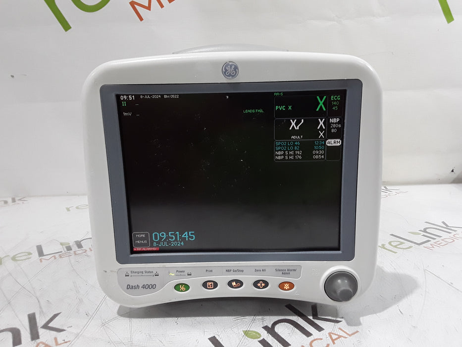 GE Healthcare Dash 4000 - Masimo SpO2 Patient Monitor