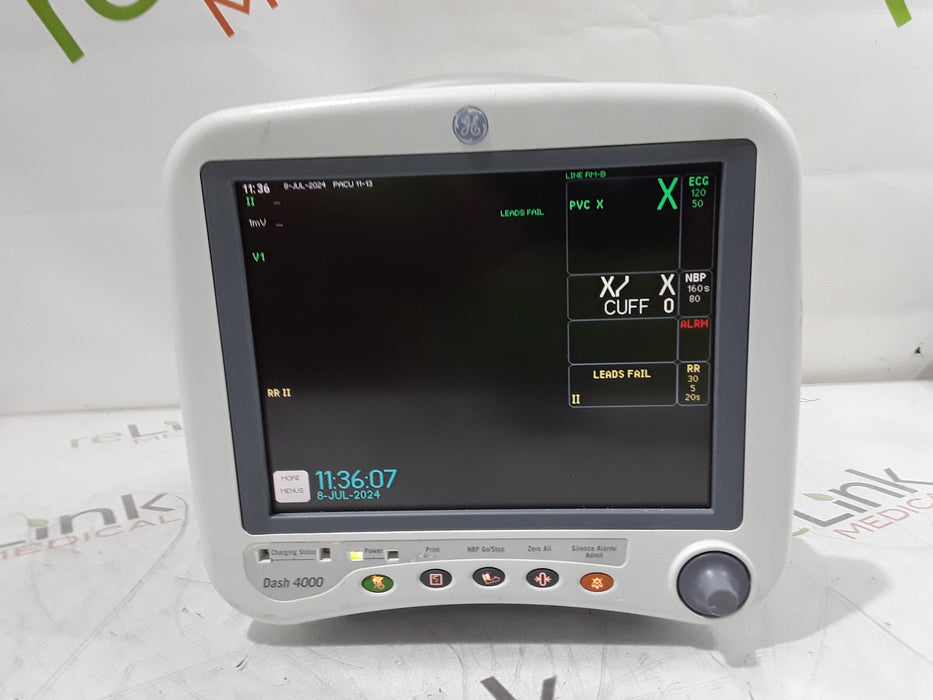 GE Healthcare Dash 4000 - Masimo SpO2 Patient Monitor