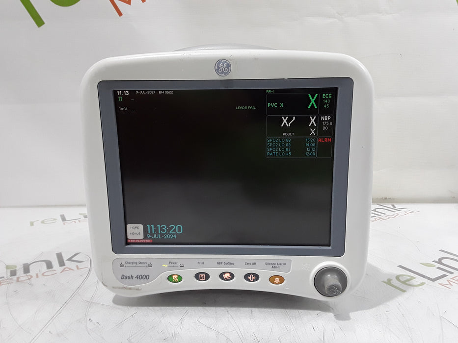 GE Healthcare Dash 4000 - Masimo SpO2 Patient Monitor