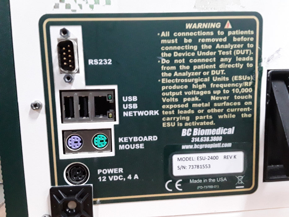 BC Biomedical ESU-2400 Electrosurgical Unit Analyzer