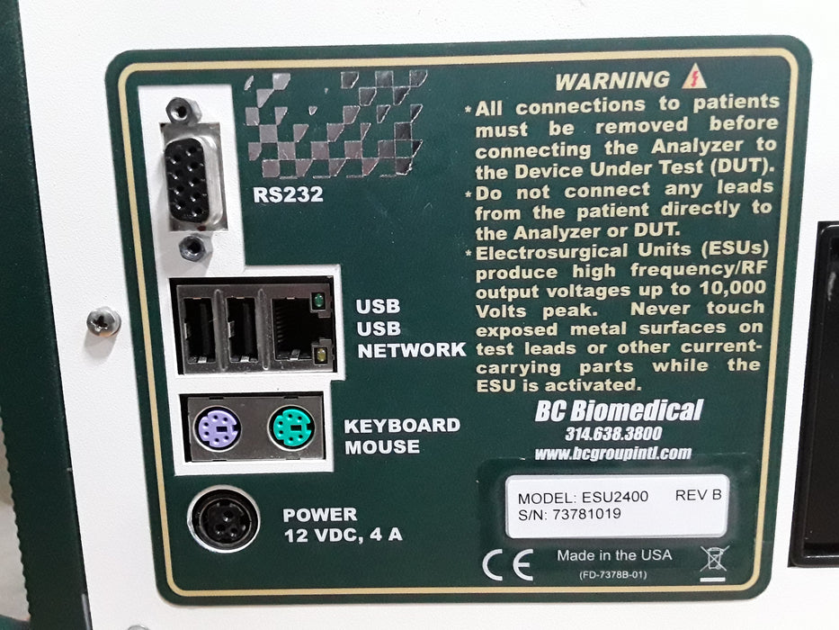 BC Biomedical ESU-2400 Electrosurgical Unit Analyzer