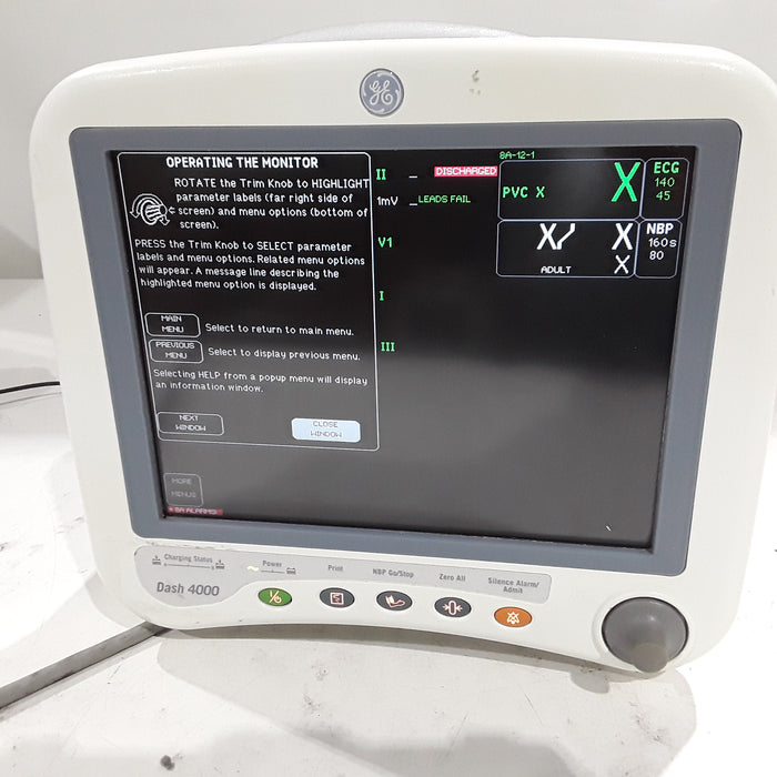 GE Healthcare Dash 4000 - Masimo SpO2 Patient Monitor