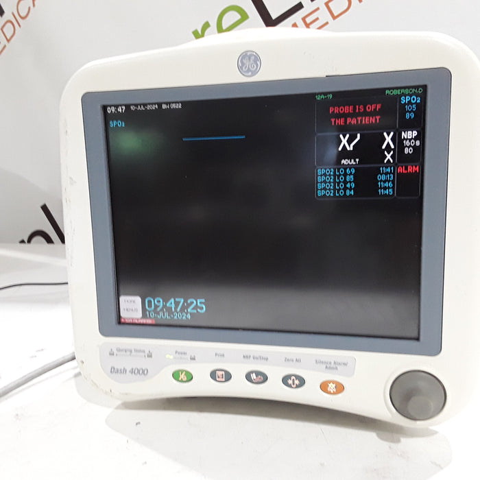 GE Healthcare Dash 4000 - Masimo SpO2 Patient Monitor