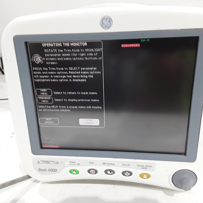 GE Healthcare Dash 4000 - Masimo SpO2 Patient Monitor