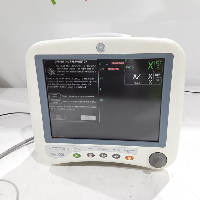 GE Healthcare Dash 4000 - Masimo SpO2 Patient Monitor