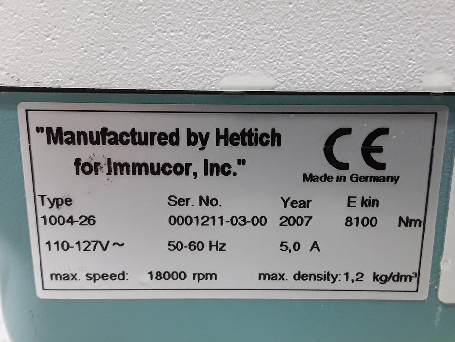Hettich Instruments Immucor Immu Spin 1004-26 Centrifuge