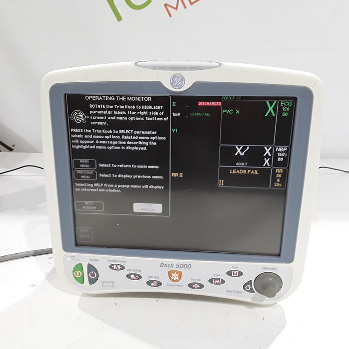 GE Healthcare Dash 5000 - Masimo SpO2 Patient Monitor