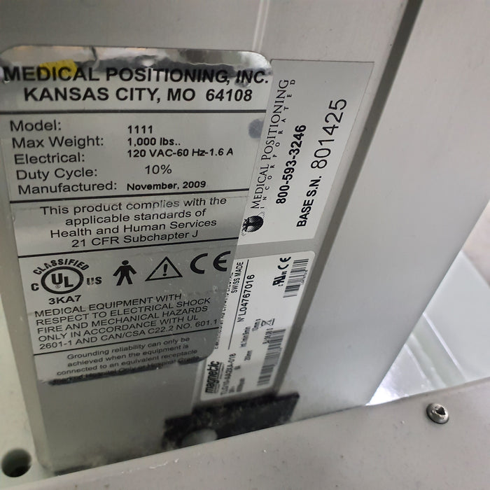 Medical Positioning, Inc. Model 1111 HUT Table