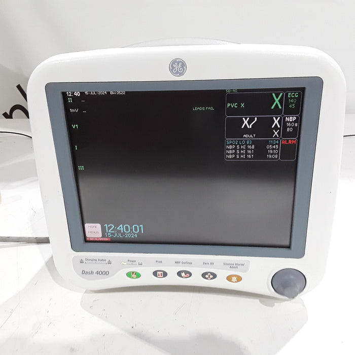 GE Healthcare Dash 4000 - Masimo SpO2 Patient Monitor