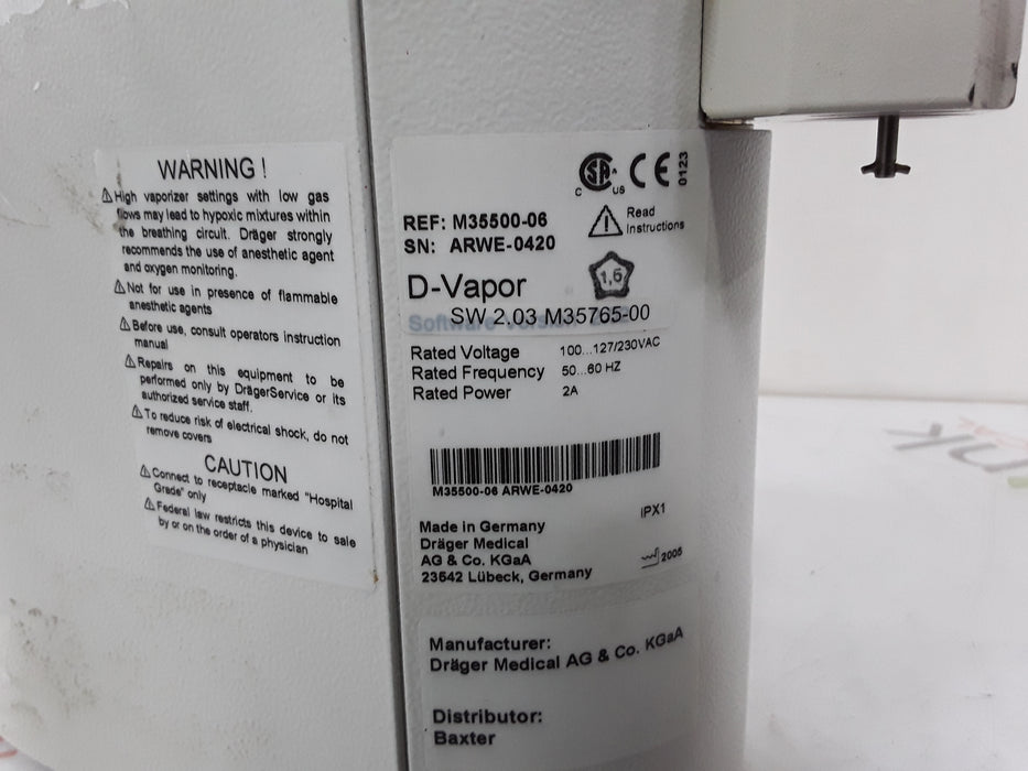 Draeger Medical D-Vapor Desflurane Vaporizer