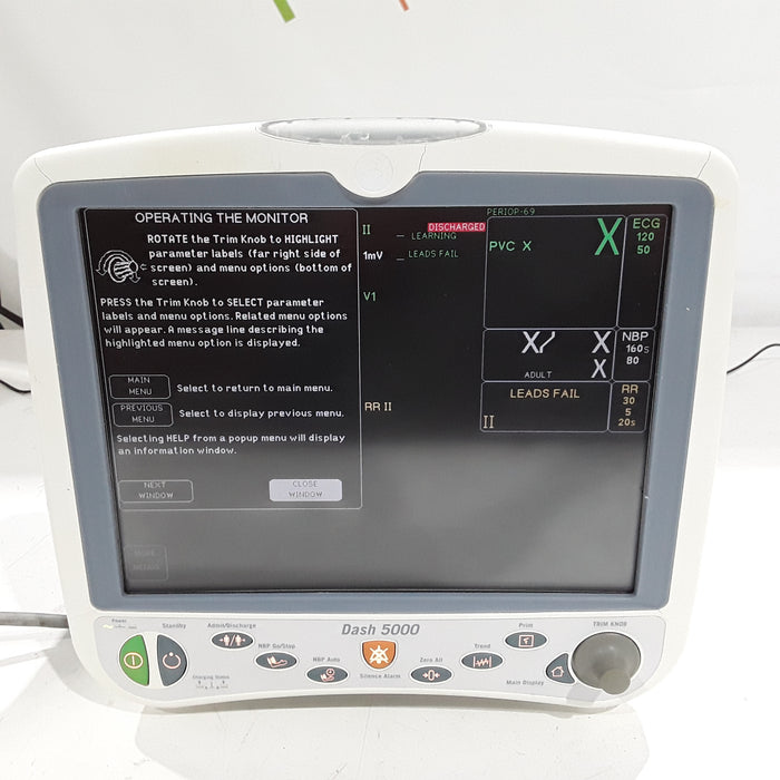 GE Healthcare Dash 5000 - Masimo SpO2 Patient Monitor