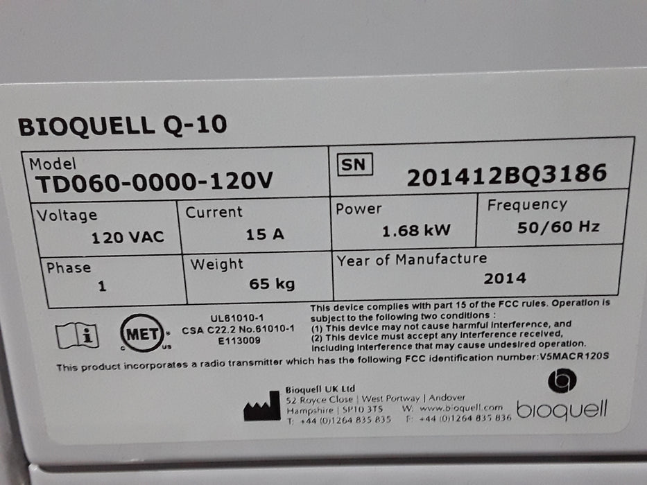 Bioquell Q-10 Hydrogen Peroxide Vapor Generator