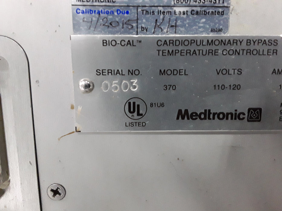 Medtronic Bio-Cal 370 Cardiopulmonary Temperature Controller Module