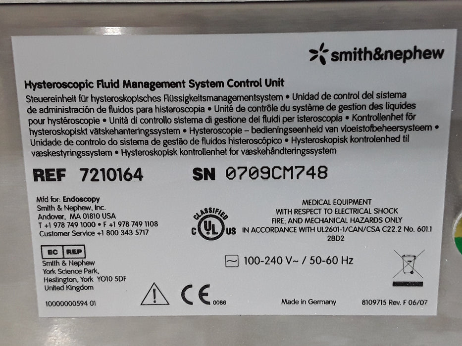 Smith & Nephew 7210164 Hysteroscopic Fluid Management System Control Unit