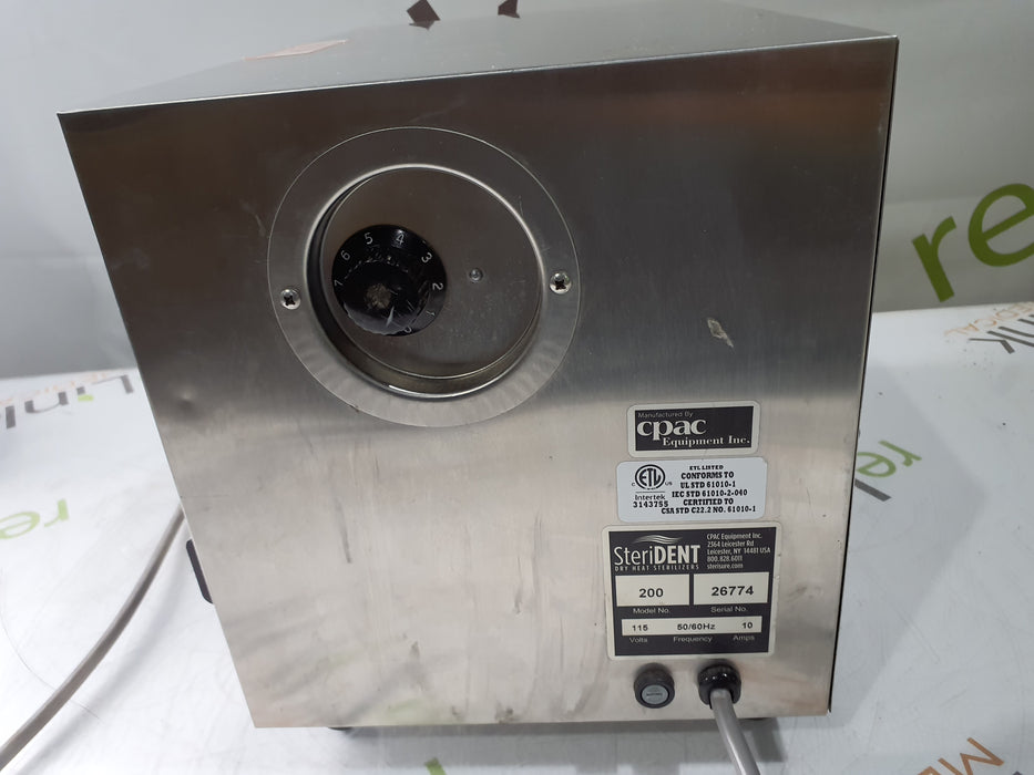 CPAC Equipment, Inc. SteriDENT 200 Dry Heat Sterilizer