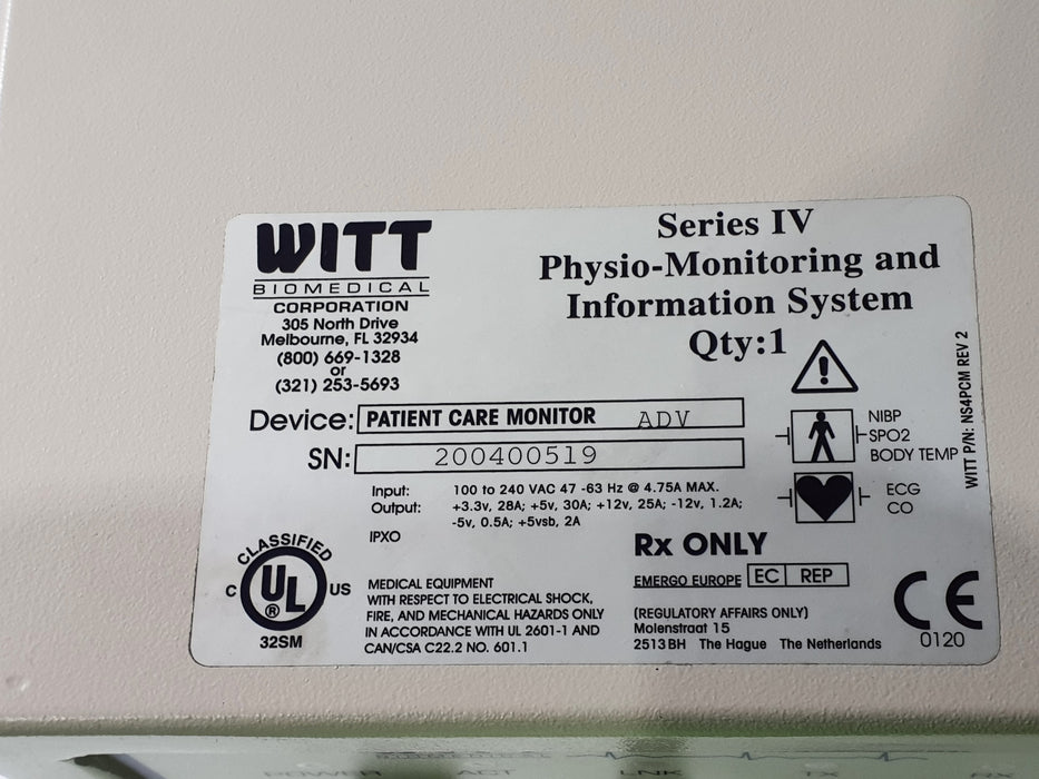 Witt Biomedical Corporation Seris IV Physio-Monitoring System